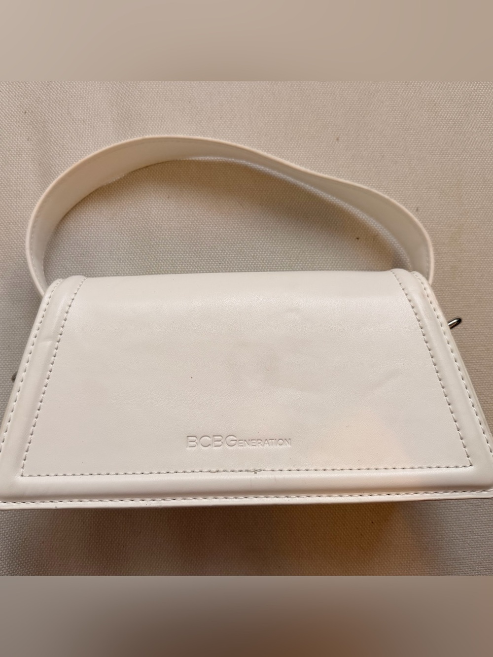BCBGeneration Cream Leather Shoulder Bag with Subtle Logo
